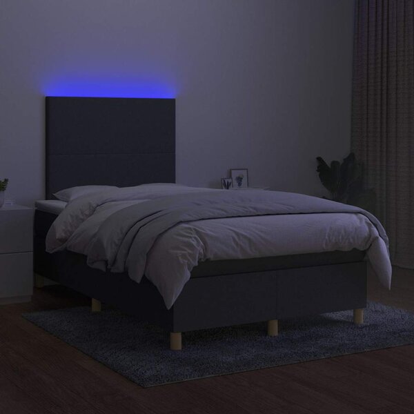 Box spring postel s matrací a LED tmavě šedá 120x200 cm textil 3135262