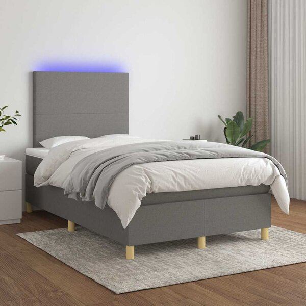 Box spring postel s matrací a LED tmavě šedá 120x200 cm textil 3135262