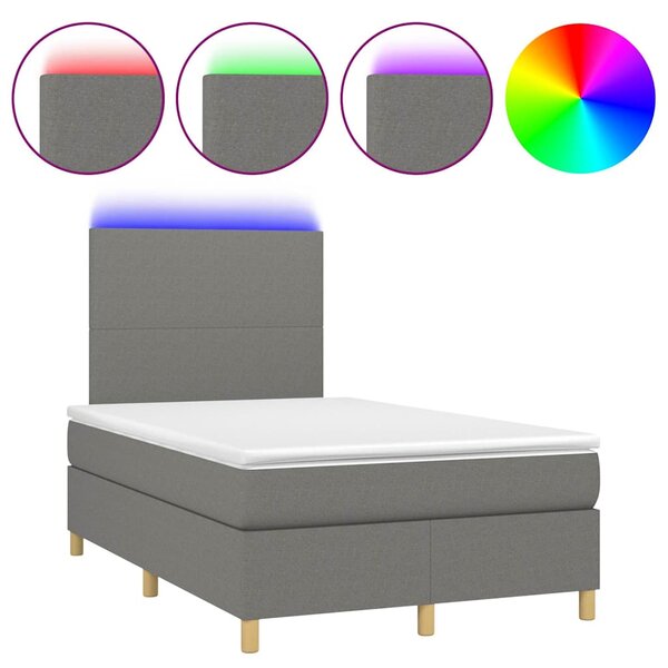 Box spring postel s matrací a LED tmavě šedá 120x200 cm textil 3135262