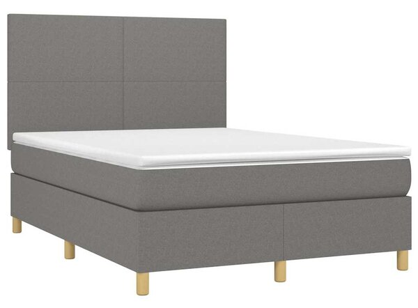 Box spring postel s matrací a LED tmavě šedá 140x200 cm textil 3135278