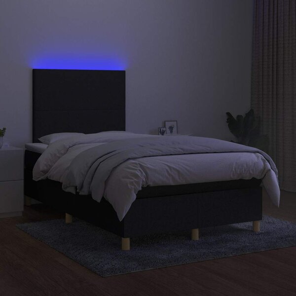 Box spring postel s matrací a LED černá 120 x 200 cm textil 3135263