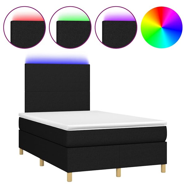 Box spring postel s matrací a LED černá 120 x 200 cm textil 3135263