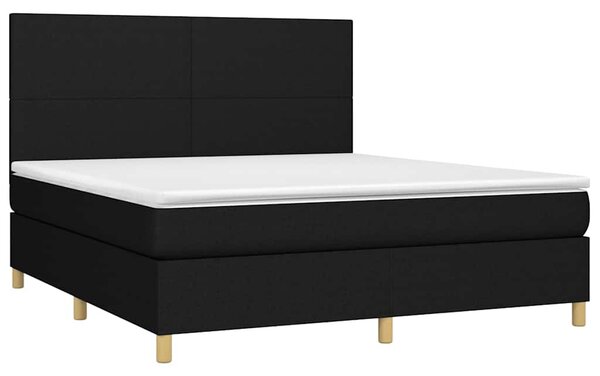 Box spring postel s matrací a LED černá 160x200 cm textil 3135287
