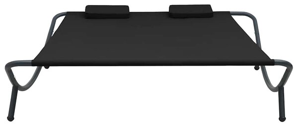 Zahradní lehátko textil černé 313529