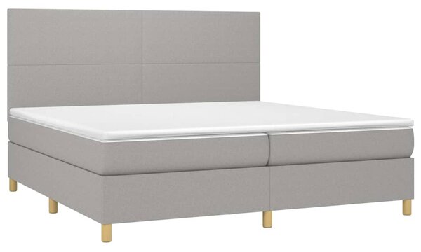 Box spring postel s matrací a LED světle šedá 200x200 cm textil 3135301