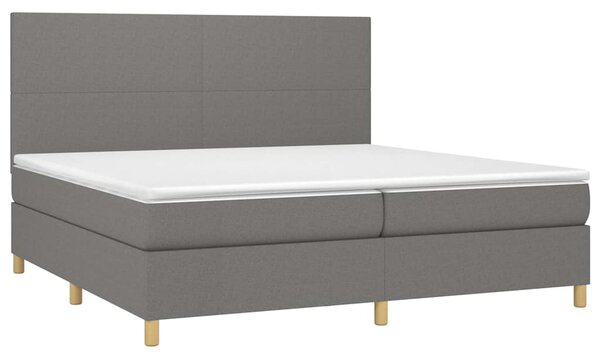 Box spring postel s matrací a LED tmavě šedá 200x200 cm textil 3135302