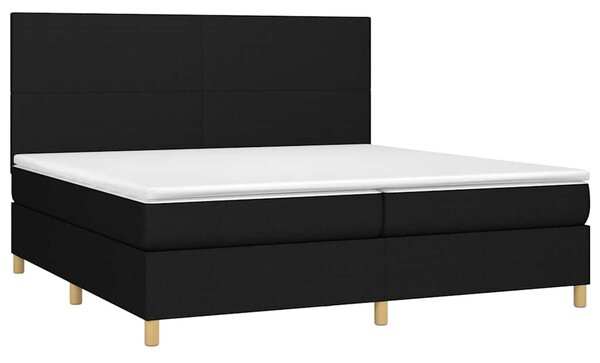 Box spring postel s matrací a LED černá 200x200 cm textil 3135303