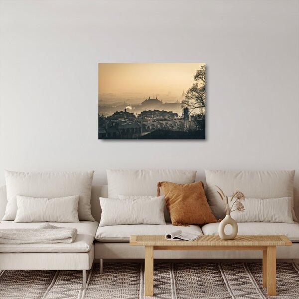 Skleněný obraz - Město pod mlhou (70x50 cm)