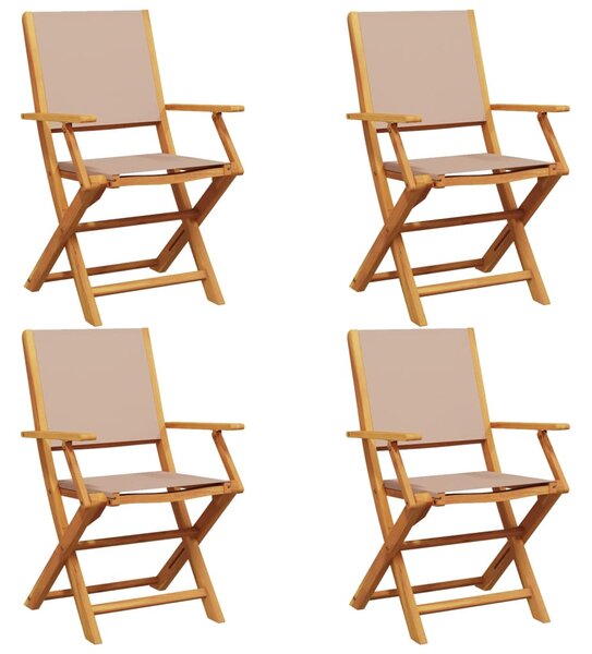 Skládací židle 4 ks, taupe látka a masivní dřevo 3214580