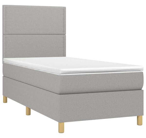 Box spring postel s matrací a LED světle šedá 90x190 cm textil 3135317
