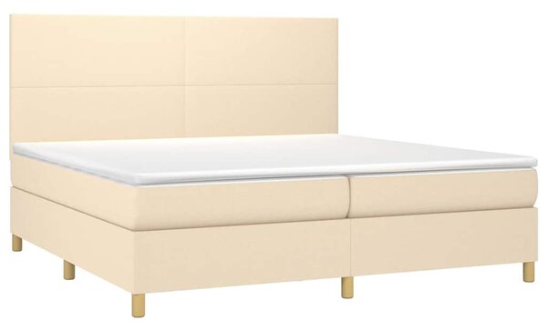 Box spring postel s matrací a LED krémová 200x200 cm textil 3135306