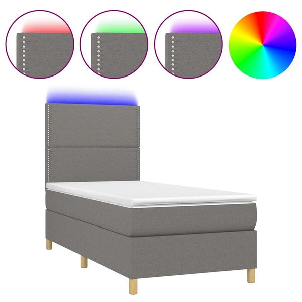 Box spring postel s matrací a LED tmavě šedá 90x190 cm textil 3135318