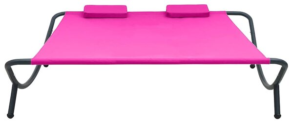 Zahradní lehátko textil růžové 313532