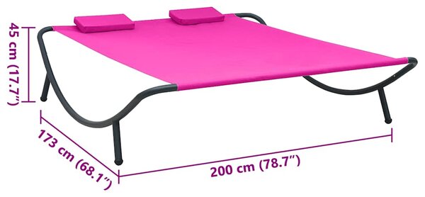 Zahradní lehátko textil růžové 313532