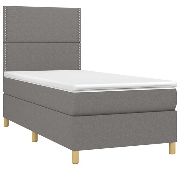Box spring postel s matrací a LED tmavě šedá 90x190 cm textil 3135318
