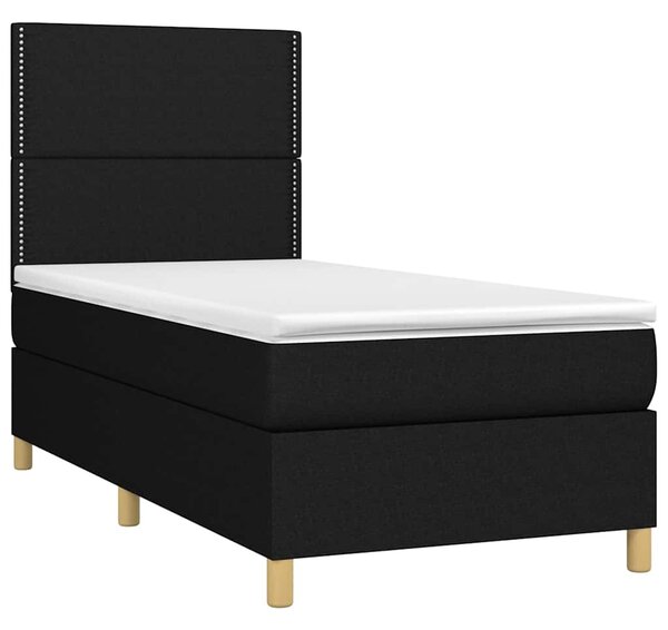 Box spring postel s matrací a LED černá 90x190 cm textil 3135319