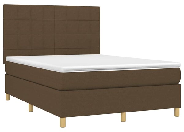 Box spring postel s matrací a LED tmavě hnědá 140x200 cm textil 3135440