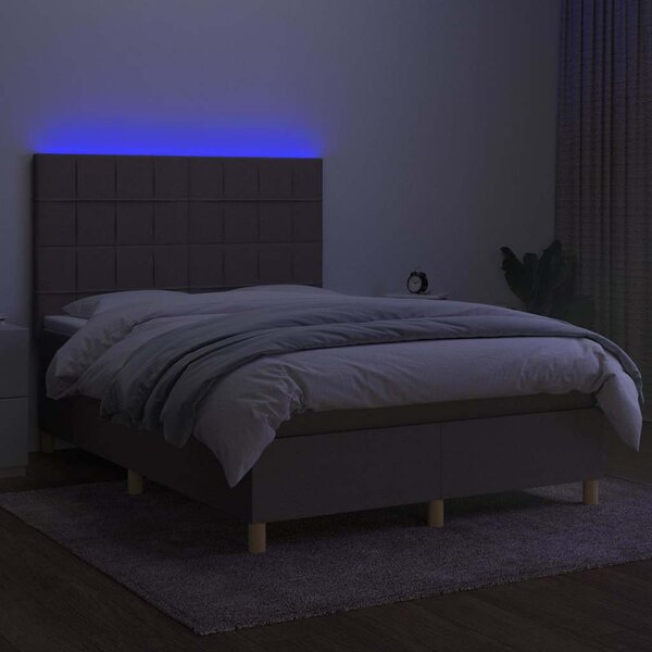 Box spring postel s matrací a LED taupe 140x200 cm textil 3135441