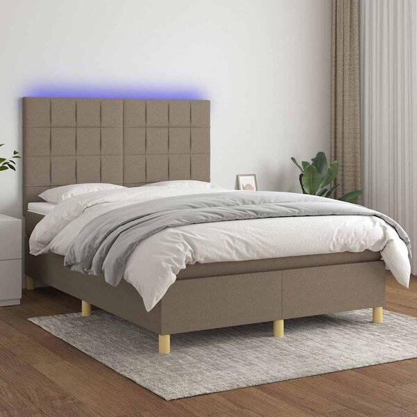 Box spring postel s matrací a LED taupe 140x200 cm textil 3135441