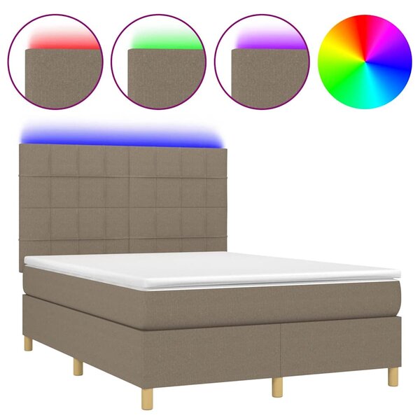 Box spring postel s matrací a LED taupe 140x200 cm textil 3135441