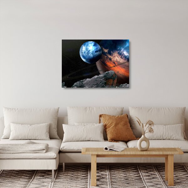 Skleněný obraz planety ve vesmíru (70x50 cm)