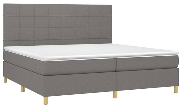 Box spring postel s matrací a LED tmavě šedá 200x200 cm textil 3135462