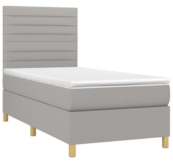 Box spring postel s matrací a LED světle šedá 80x200 cm textil 3135469