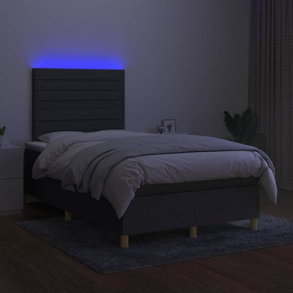 Box spring postel s matrací a LED tmavě šedá 120x200 cm textil 3135502
