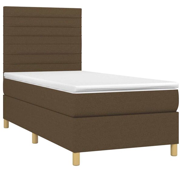 Box spring postel s matrací a LED tmavě hnědá 90x190 cm textil 3135480