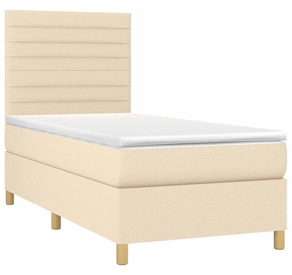 Box spring postel s matrací a LED krémová 90x190 cm textil 3135482
