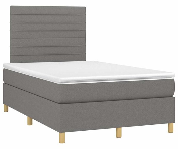 Box spring postel s matrací a LED tmavě šedá 120x200 cm textil 3135502
