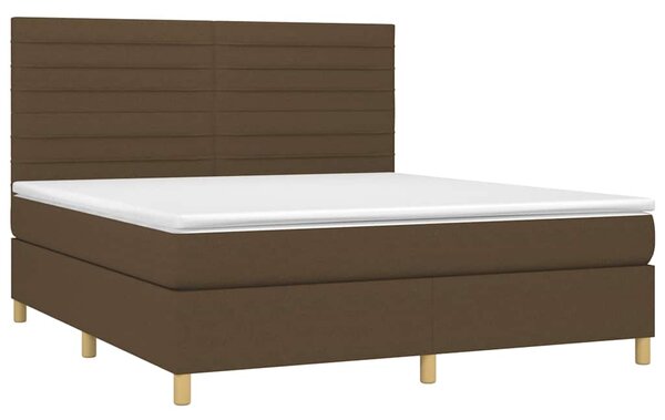 Box spring postel s matrací a LED tmavě hnědá 160x200 cm textil 3135528