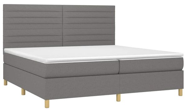 Box spring postel s matrací a LED tmavě šedá 200x200 cm textil 3135542