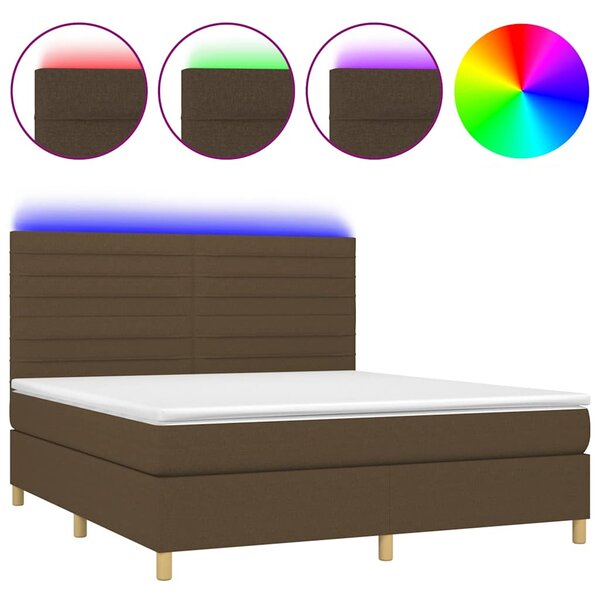 Box spring postel s matrací a LED tmavě hnědá 160x200 cm textil 3135528