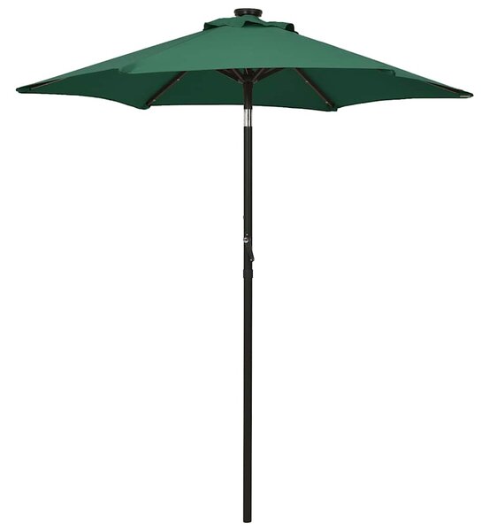 Zahradní slunečník s LED osvětlením zelený 200 x 211 cm hliník 313558