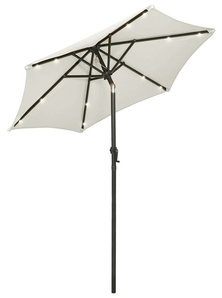 Zahradní slunečník s LED osvětlením pískový 200 x 211 cm hliník 313557