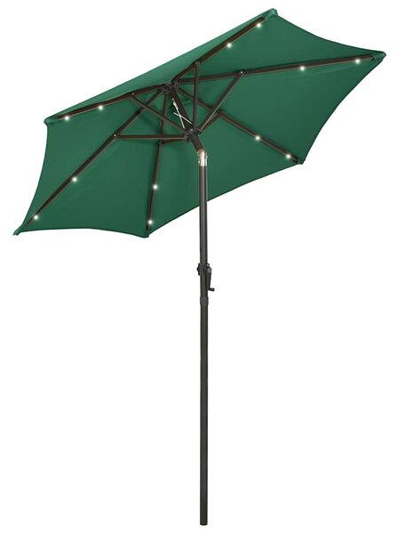 Zahradní slunečník s LED osvětlením zelený 200 x 211 cm hliník 313558