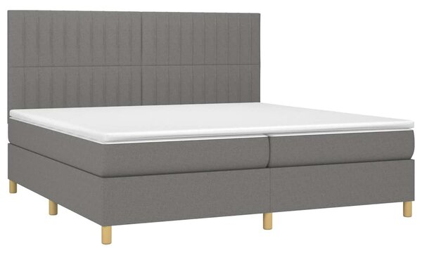 Box spring postel s matrací a LED tmavě šedá 200x200 cm textil 3135622