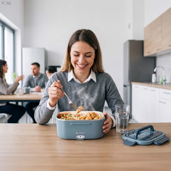 Ohřívací box na jídlo 1,5 l SPRINGOS KI0204 modrý
