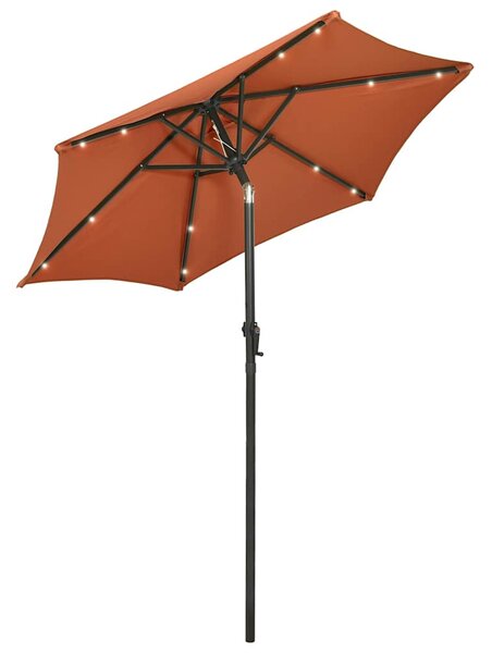 Zahradní slunečník s LED osvětlením terakota 200x211 cm hliník 313562