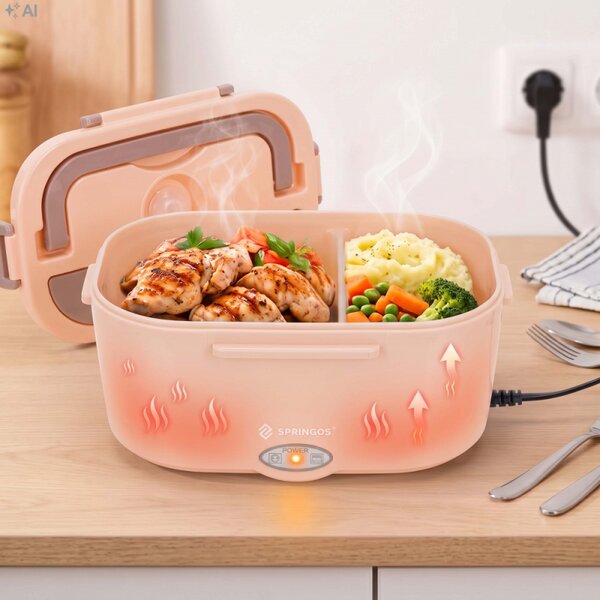 Ohřívací box na jídlo 1,5 l SPRINGOS KI0205 lososový