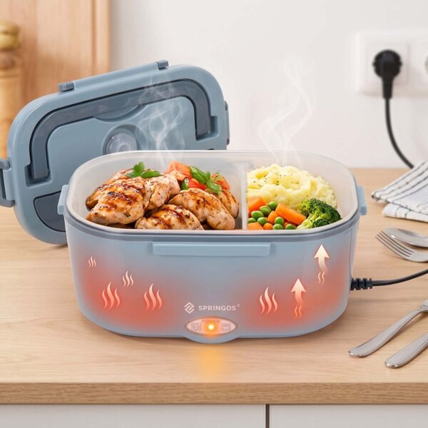 Ohřívací box na jídlo 1,5 l SPRINGOS KI0204 modrý