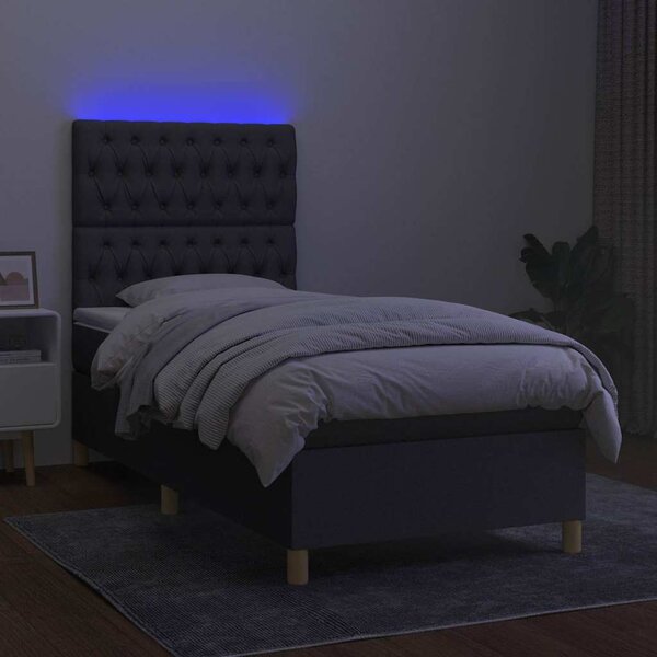 Box spring postel s matrací a LED tmavě šedá 80 x 200 cm textil 3135630