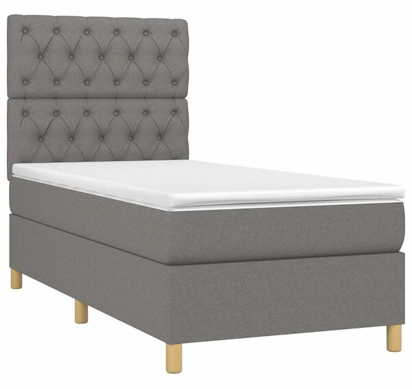 Box spring postel s matrací a LED tmavě šedá 80 x 200 cm textil 3135630