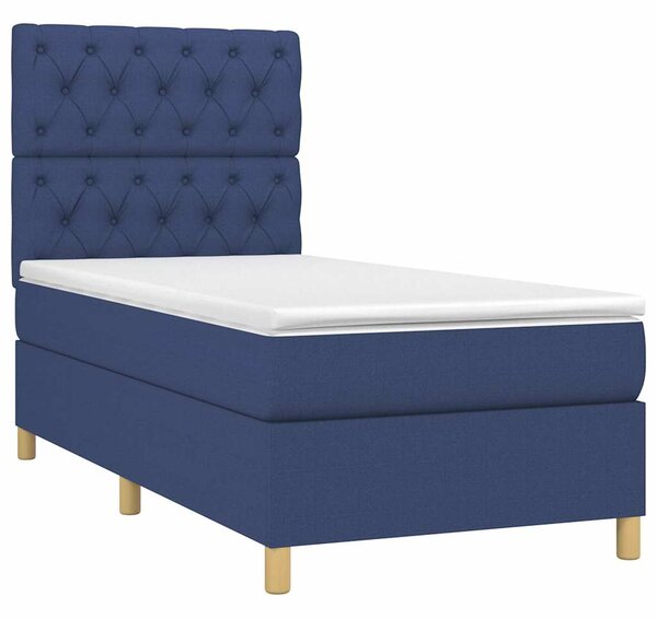 Box spring postel s matrací a LED modrá 80 x 200 cm textil 3135635