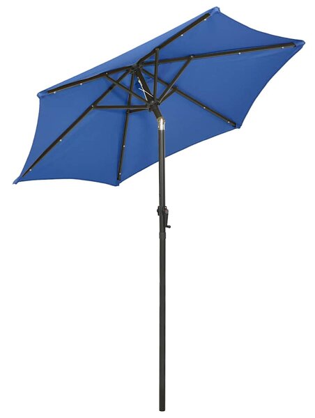 Zahradní slunečník s LED osvětlením azurový 200 x 211 cm hliník 313564