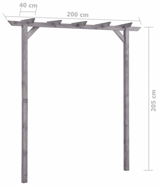 Zahradní pergola šedá 200 x 40 x 205 cm impregnovaná borovice 313567