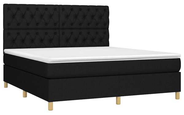 Box spring postel s matrací a LED černá 160x200 cm textil 3135687