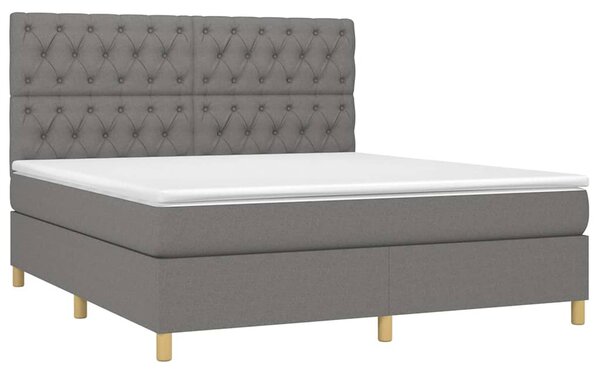 Box spring postel s matrací a LED tmavě šedá 160x200 cm textil 3135686