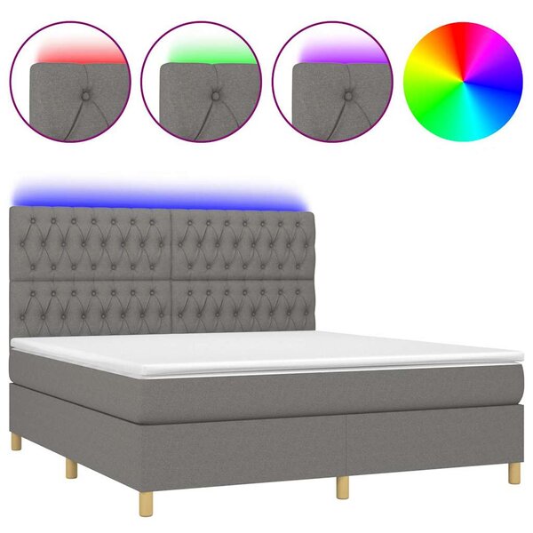 Box spring postel s matrací a LED tmavě šedá 160x200 cm textil 3135686